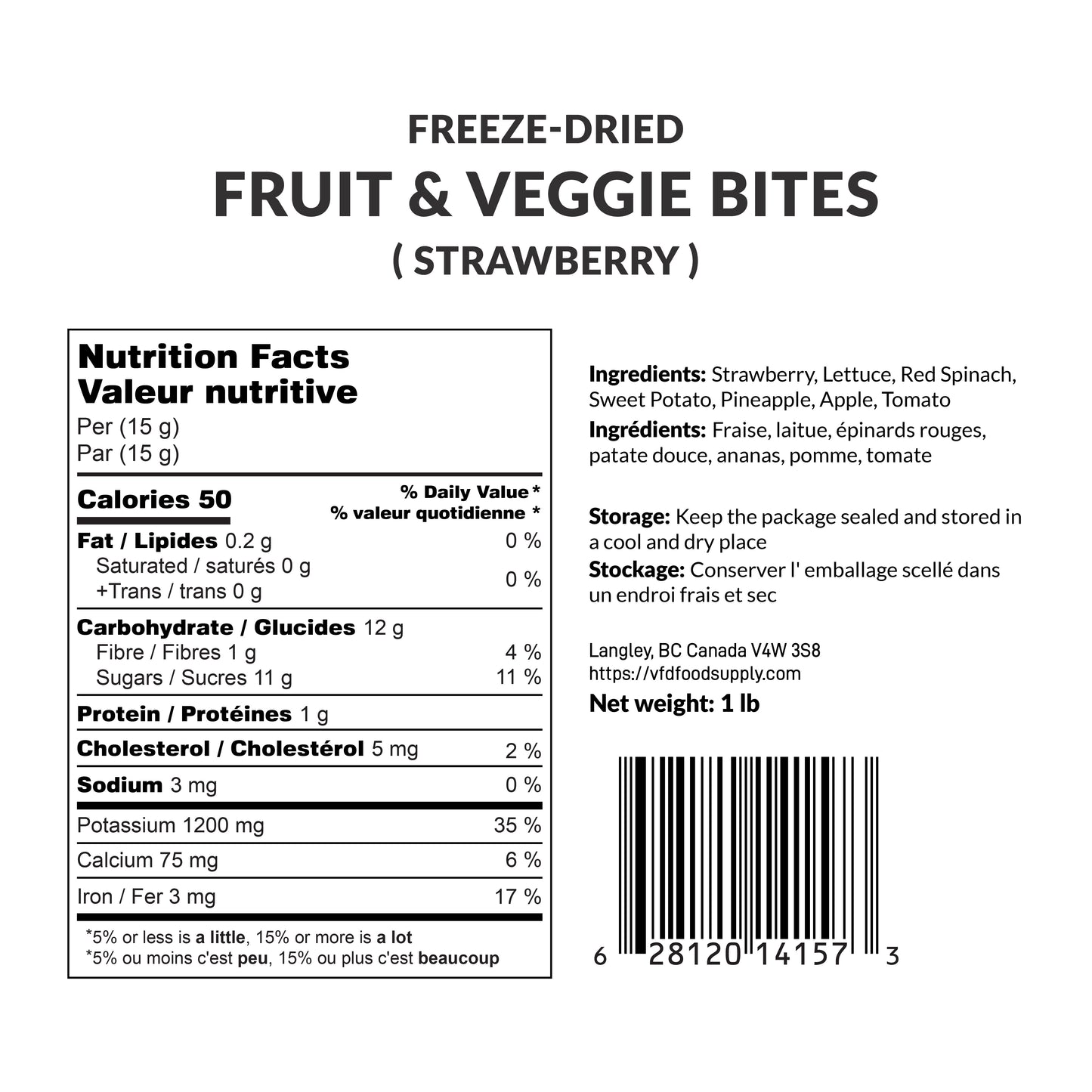 Freeze-Dried Fruit & Veggie Bites (Strawberry Flavour) – No Sugar, Additives, or Preservatives Added