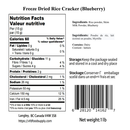 1 lb Freeze-Dried Rice Cake/Crackers (Blueberry) – Healthy Baby Food & Guilt-Free Snack - No Sugar Added - No Preservatives