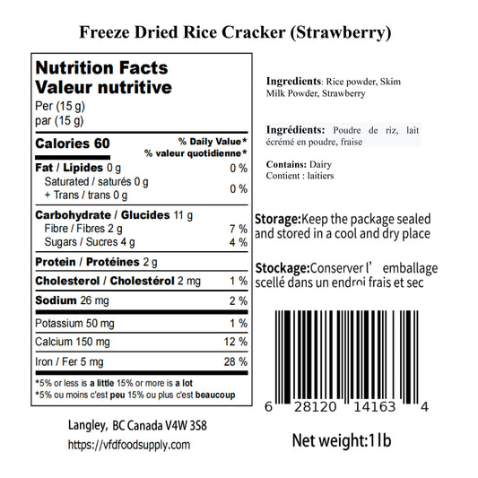 1 lb Freeze-Dried Rice Cake/Crackers (Strawberry) – Healthy Baby Food & Guilt-Free Snack - No Sugar Added - No Preservatives