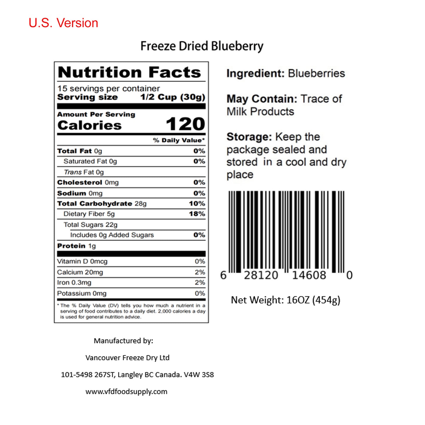 Freeze-Dried Blueberries - Premium Grade A Blueberries Snacks