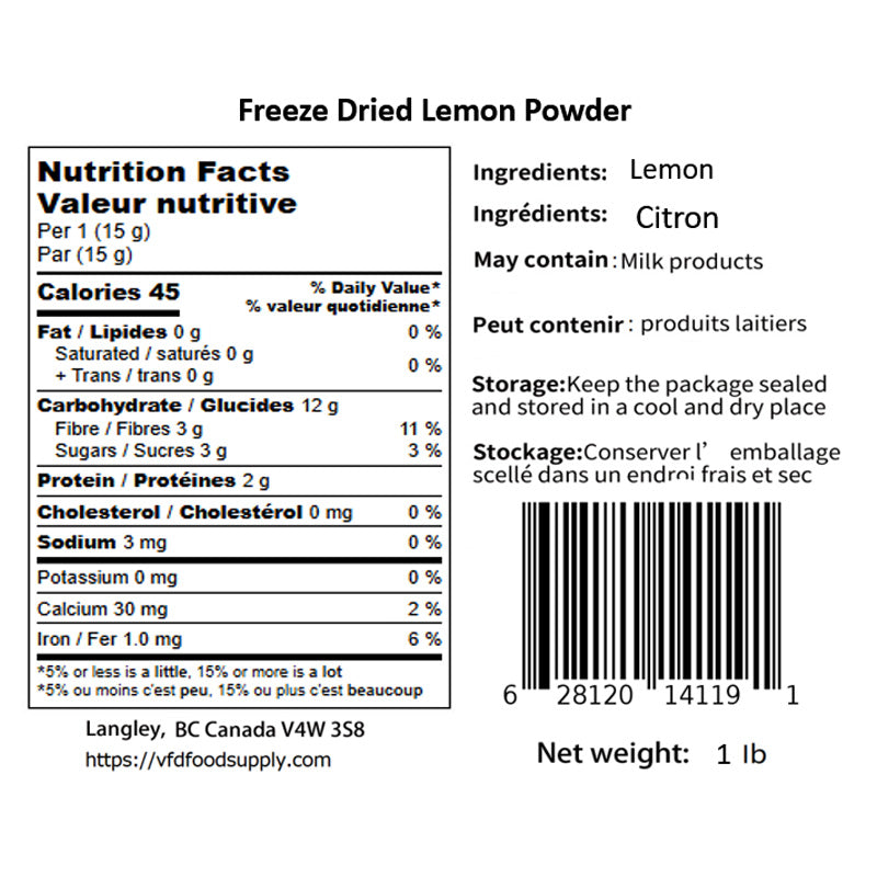 Freeze-Dried Lemon Powder 1 lb