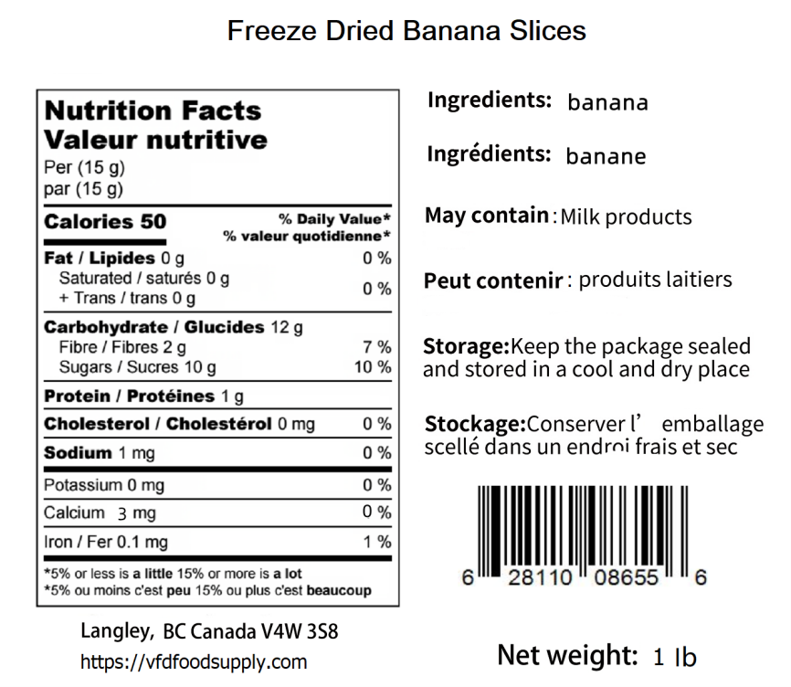 Freeze Dried Banana Sliced