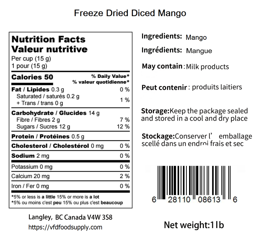 Freeze-Dried Mango Diced Mango Granules Wholesale - Mango Bulk Supply - Fruit Salad, Tropical Cocktail, Mango Salsa