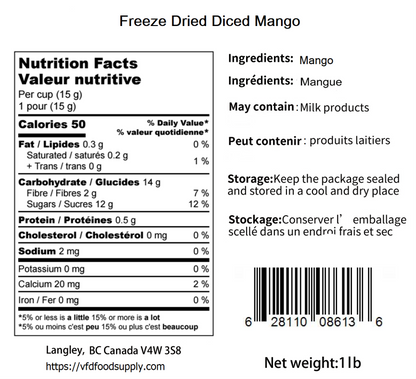 Freeze-Dried Mango Diced Mango Granules Wholesale - Mango Bulk Supply - Fruit Salad, Tropical Cocktail, Mango Salsa