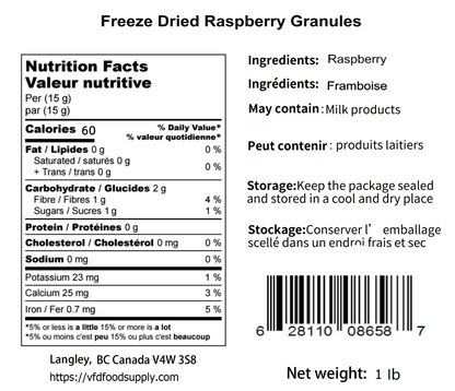 Freeze-Dried Raspberry Granulated - Raspberry Granules - Raspberry Chocolate Trail Mix Ingredient - Raspberry Scones