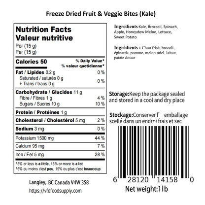 Freeze-Dried Fruit & Veggie Bites (Kale Flavor) – No Sugar, Additives, or Preservatives Added