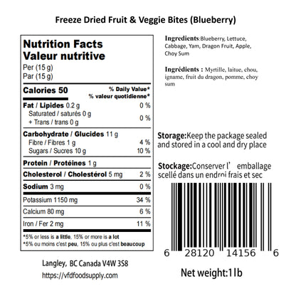 Freeze-Dried Fruit & Veggie Bites (Blueberry Flavor) – No Sugar, Additives, or Preservatives Added