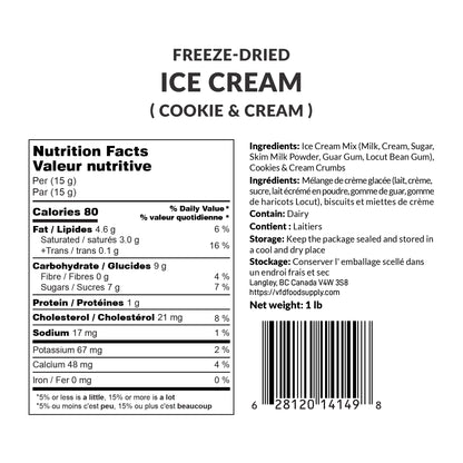 1 lb Freeze-Dried Ice Cream (Cookies & Cream) – Astronaut Snacks Ice Cream – Space Ice Cream – Freeze-Dried Dessert Treats – No Fridge, No Problem