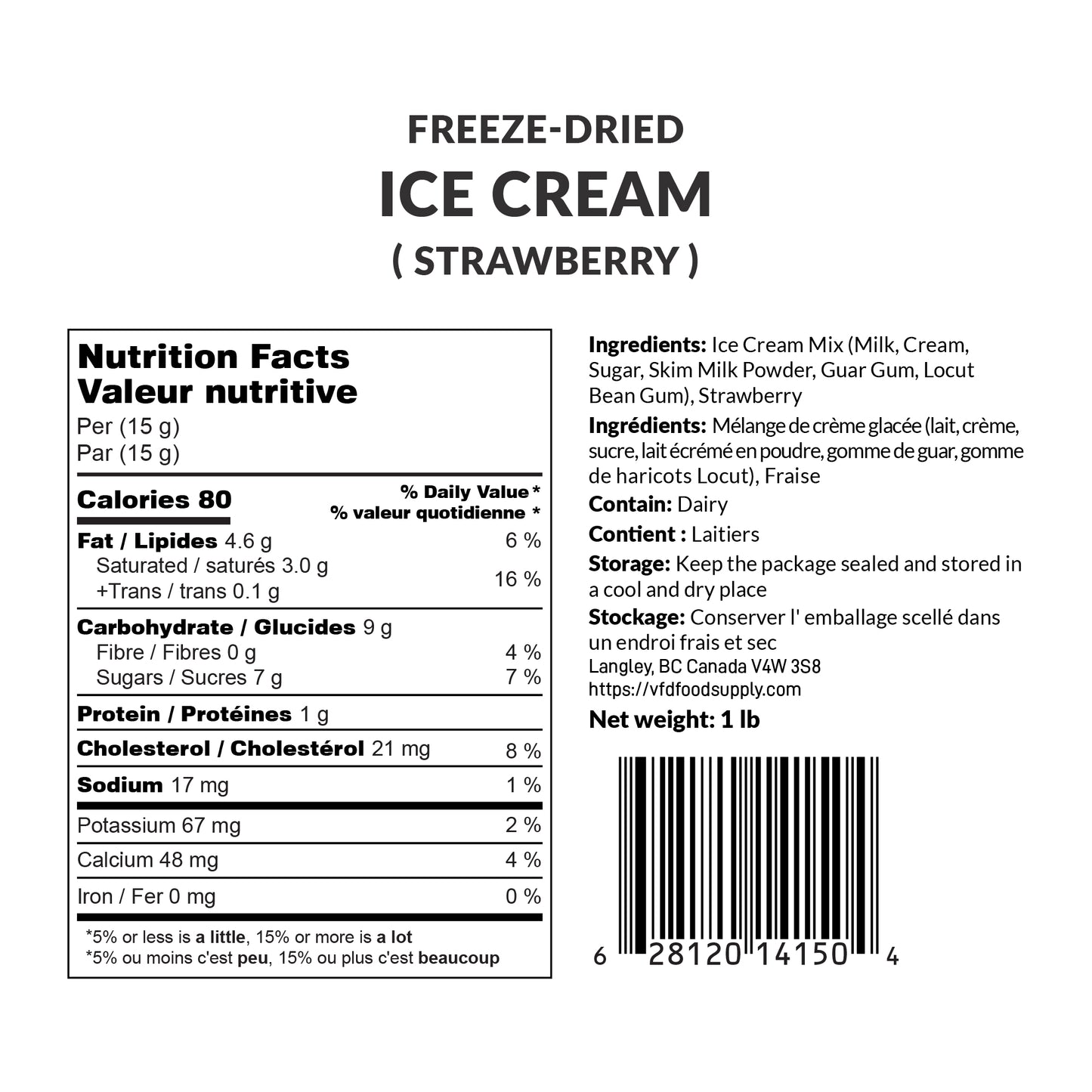 1 lb Freeze-Dried Ice Cream (Strawberry) – Astronaut Snacks Ice Cream – Space Ice Cream – Freeze-Dried Dessert Treats – No Fridge, No Problem