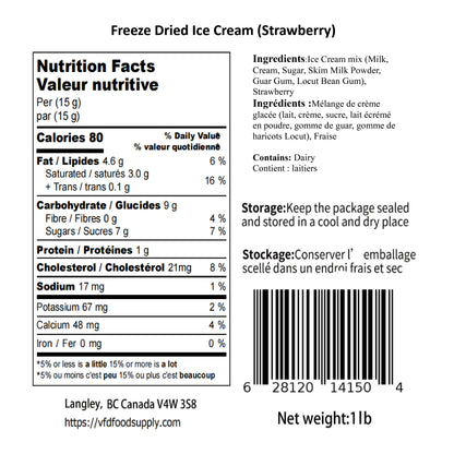 1 lb Freeze-Dried Ice Cream (Strawberry) – Astronaut Ice Cream or Space Ice Cream – Freeze-Dried Dessert Treats – No Fridge, No Problem