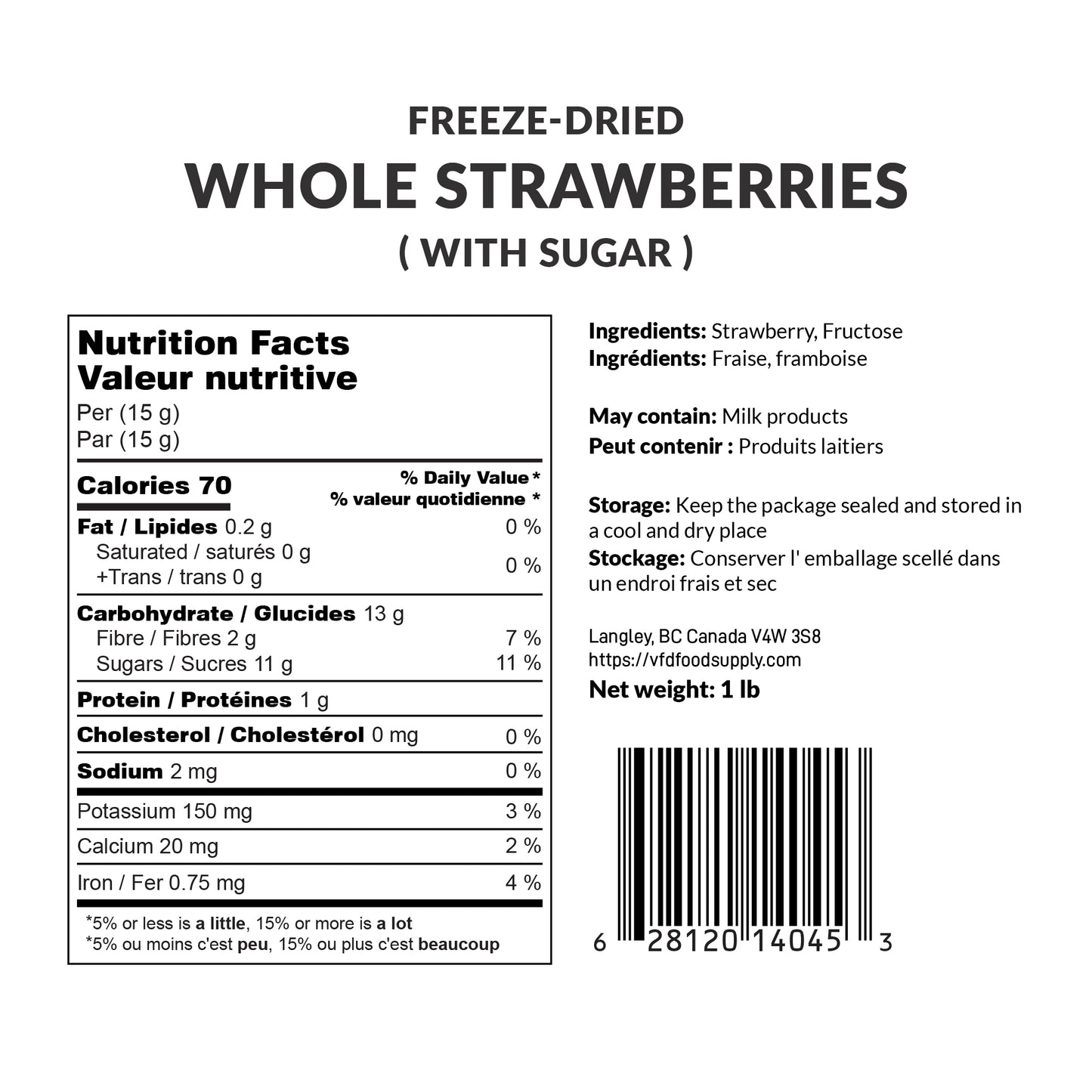 Freeze-Dried Sweetened Whole Strawberries - Ready to Eat Snack - 3 Year Shelf Life - Strawberry Crisp