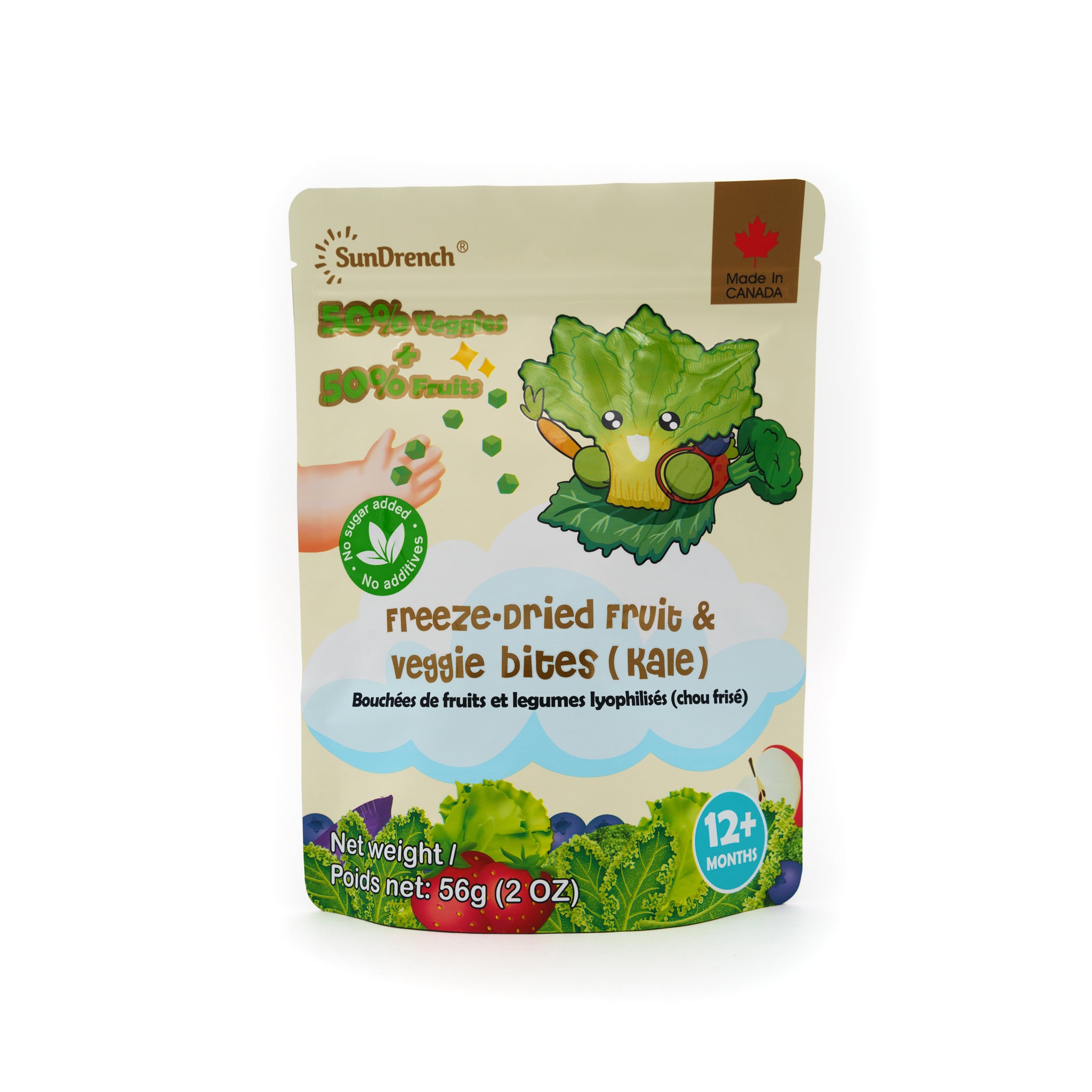 SunDrench Freeze-Dried Fruit & Veggie Bites (Kale) - Healthy Snack - Baby Food Toddler Food - Vegetable Snacks - Fruit Snacks