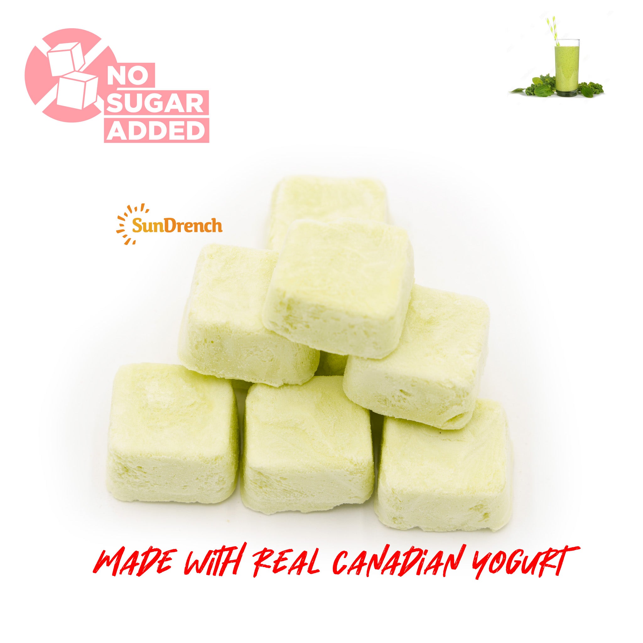 SunDrench Freeze-Dried Yogurt Bites (Kale) - High in Protein and Calcium - No Sugar Added - Healthy Snack - Baby Food Toddler Food - Vegetarian Snacks - Fruit Snacks