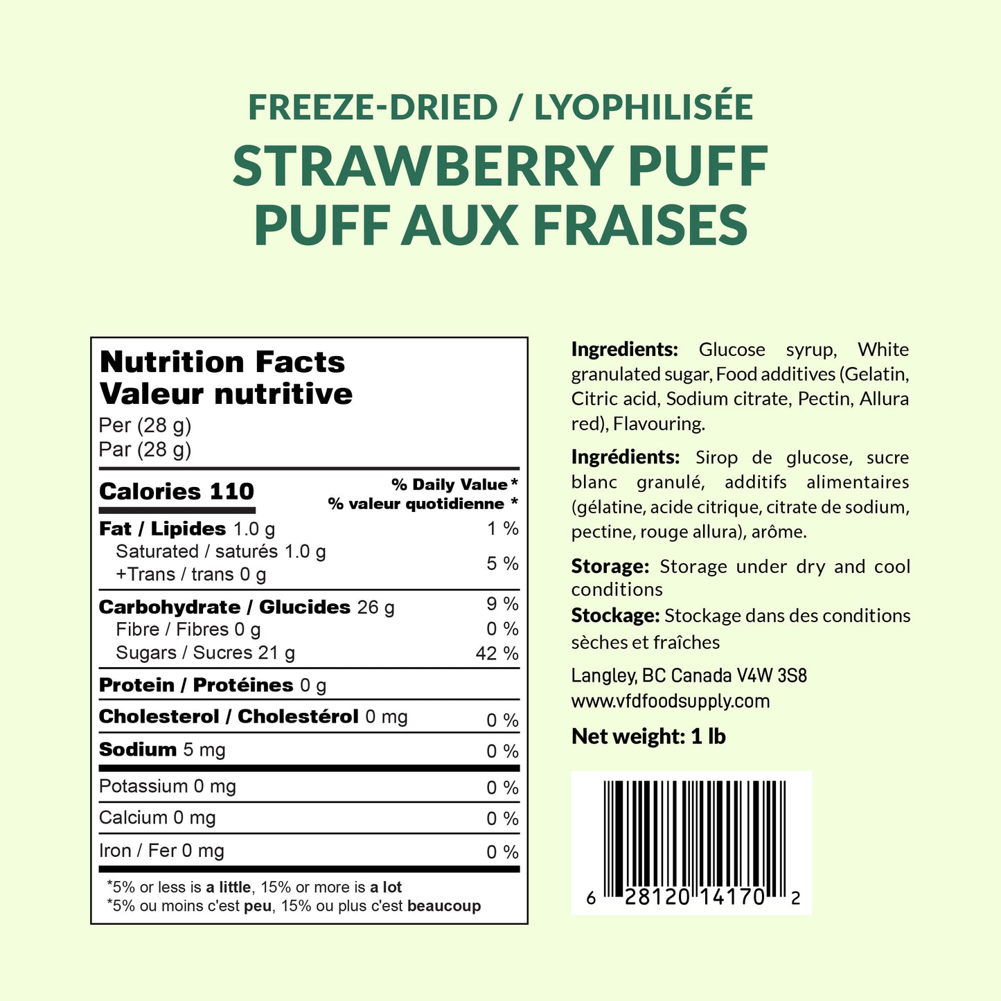 1 lb Freeze-Dried Pink Strawberry Puffs Gummy | Crunchy, Fruity Candy | 1 lb Family Pack | 3-Year Shelf Life