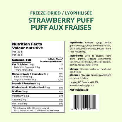 1 lb Freeze-Dried Pink Strawberry Puffs Gummy | Crunchy, Fruity Candy | 1 lb Family Pack | 3-Year Shelf Life