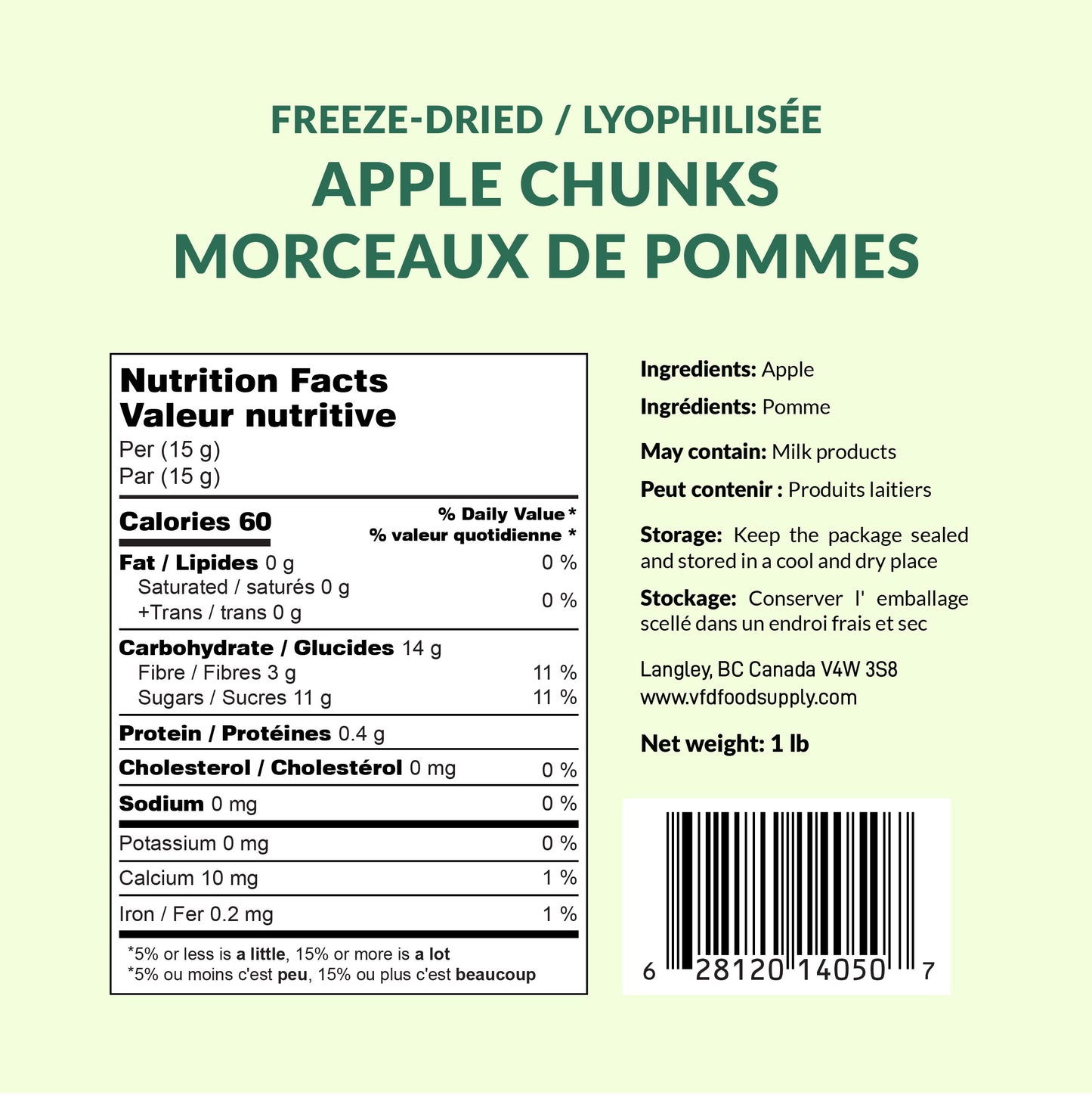 Freeze-Dried Apple Chunks - 100% Natural Healthy Snacks - Fuji Apples - Freeze-Dried Apple Slices for School Lunch - Apple Crisp Apple Pie Ingredient