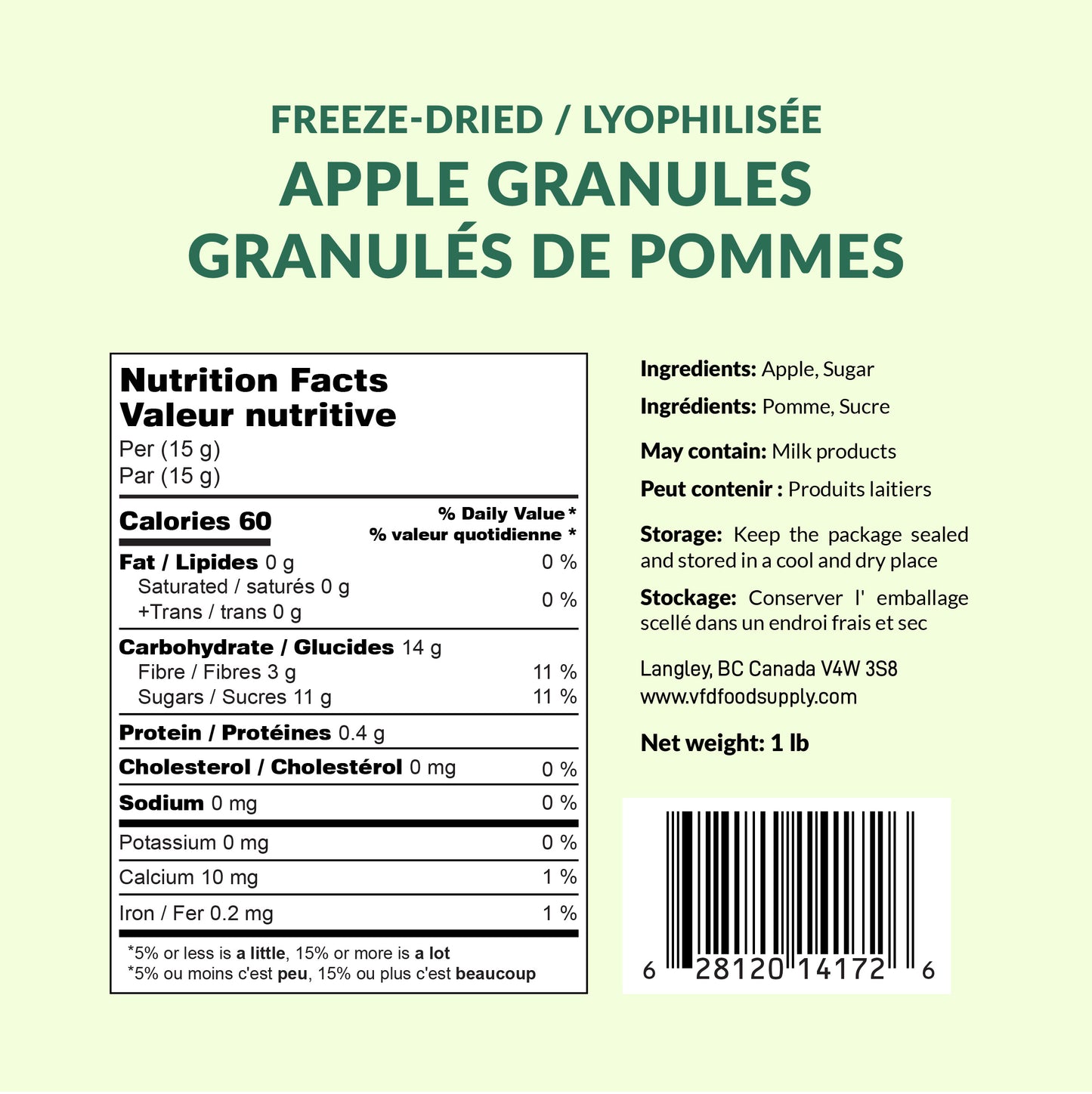 Freeze-Dried Apple Granules (Sweetened)
