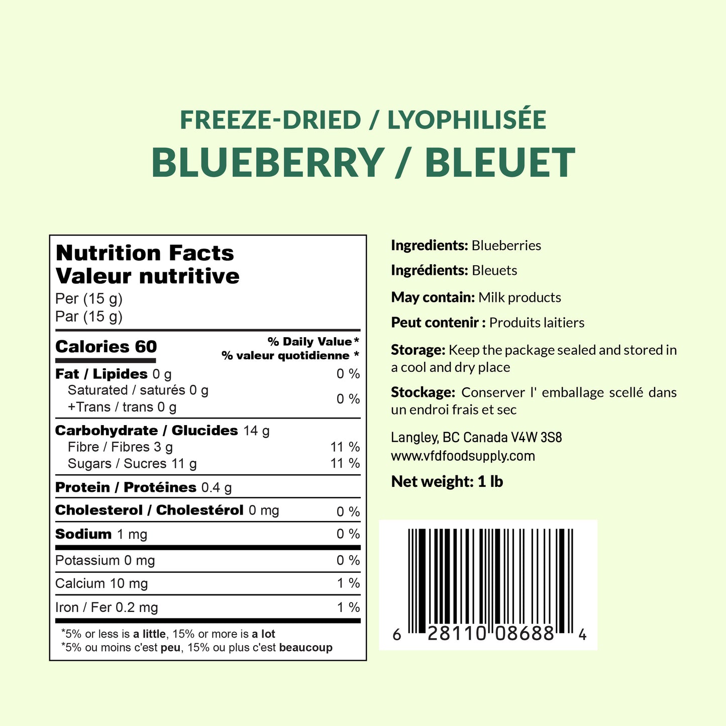 Freeze-Dried Blueberries - Premium Grade A Blueberries Snacks