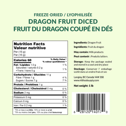 Freeze-Dried Dragon Fruit Diced For Baking and Snacks - Dragon Fruit Dices - Pitaya Diced - Tropical Drinks Recipe - Dragon Fruit Shake - Dragon Fruit Smoothie