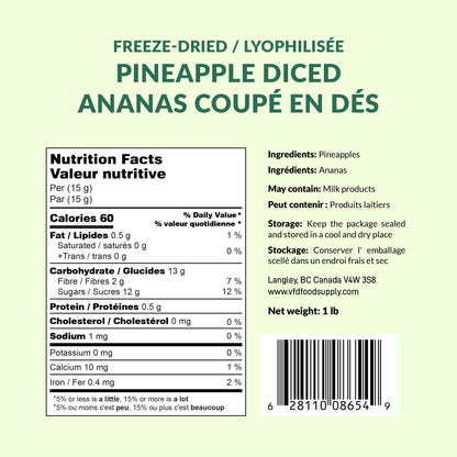 Freeze-Dried Pineapple Diced - Pineapple Dices Granules - Trail Mix Ingredient - No Sugar Added - Fruit Salad
