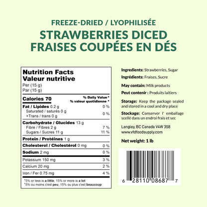 Freeze-Dried Strawberries Diced with Added Sugar - Freeze Dried Strawberries Bulk - Sweetened Strawberries Supply