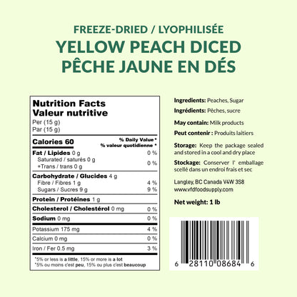 Freeze-Dried Yellow Peaches Diced (Sweetened) | Freeze Dried Peaches Supply