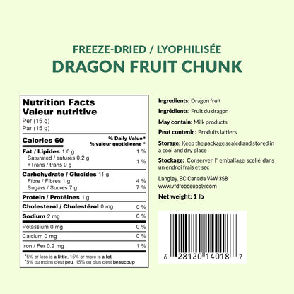 Freeze-Dried Dragon Fruit Chunks - Pitaya Snack - Bulk Supply