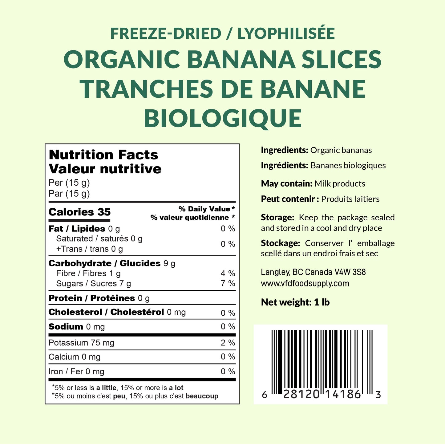 Freeze-Dried Organic Banana Slices 1 lb - Ready to Eat Healthy Snacks