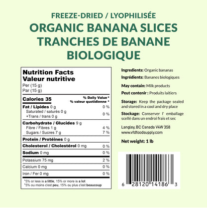 Freeze-Dried Organic Banana Slices 1 lb - Ready to Eat Healthy Snacks