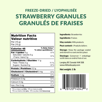 Freeze-Dried Strawberry Granules (No Sugar Added) - Strawberry Pieces - Strawberry Wholesale Canada - Strawberry Chocolate Trail Mix - Strawberry Granola