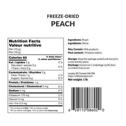 Freeze-Dried Peach Chunks - 100% Natural Healthy Snacks for Family, School and Camping - Must Have for Peach Pie