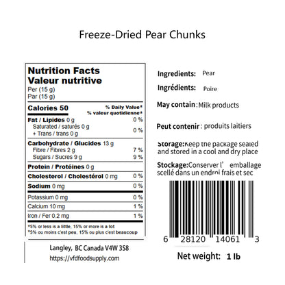 Freeze-Dried Pears 1 lb - Natural Pear Fruit Crisp - Pear Chunks