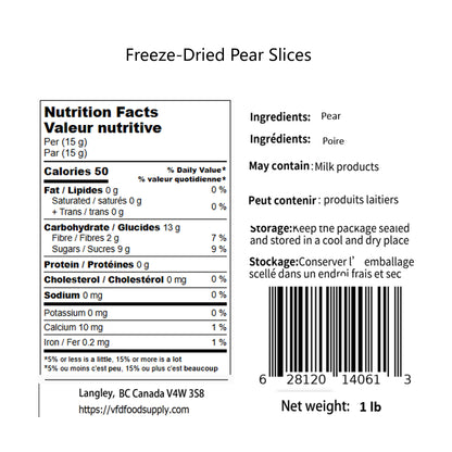 Freeze-Dried Pear Slices - Sliced Pears 1 lb Thin Cut
