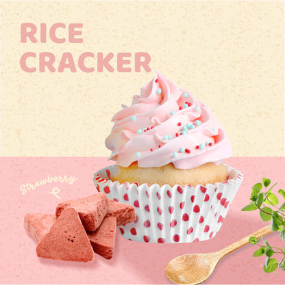 1 lb Freeze-Dried Rice Crackers (Strawberry) – Healthy Baby Food & Guilt-Free Snack - No Sugar Added - No Preservatives