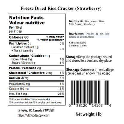 1 lb Freeze-Dried Rice Crackers (Strawberry) – Healthy Baby Food & Guilt-Free Snack - No Sugar Added - No Preservatives