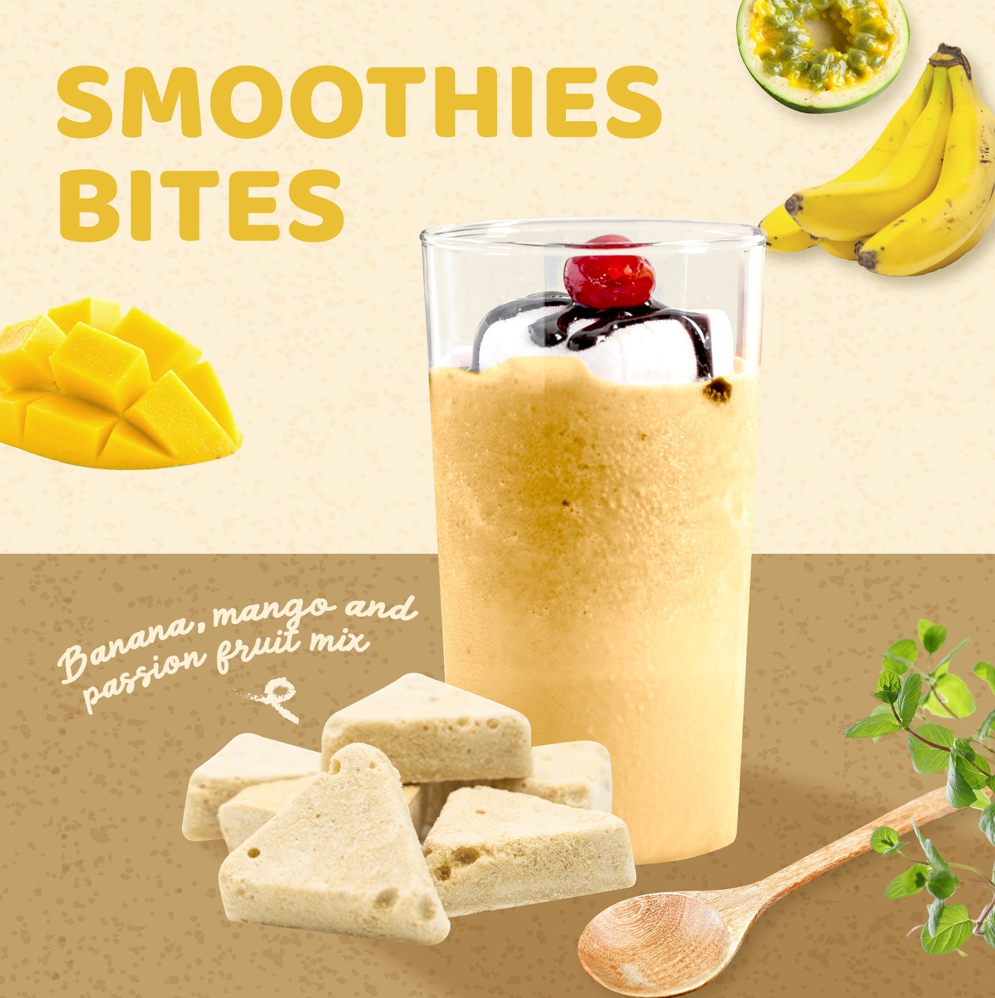 1 lb Freeze-Dried Banana Mix Smoothie Bites – Instant Smoothie Delight with Real Fruit (Banana, Mango, Passionfruit) – No Chopping, No Mess, Just Blend!