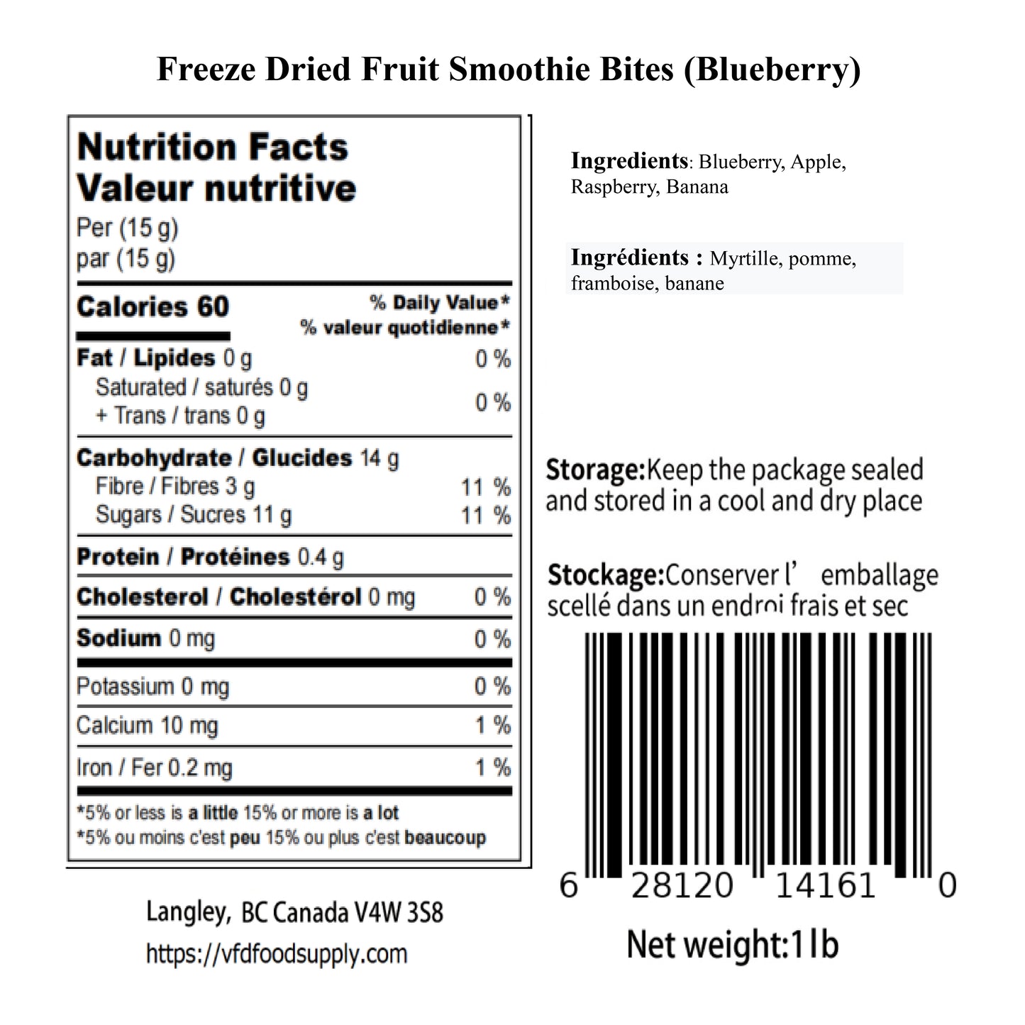 1 lb Freeze-Dried Blueberry Mix Smoothie Bites – Instant Smoothie Delight with Real Fruit (Blueberry, Apple, Raspberry, Banana) – No Chopping, No Mess, Just Blend!