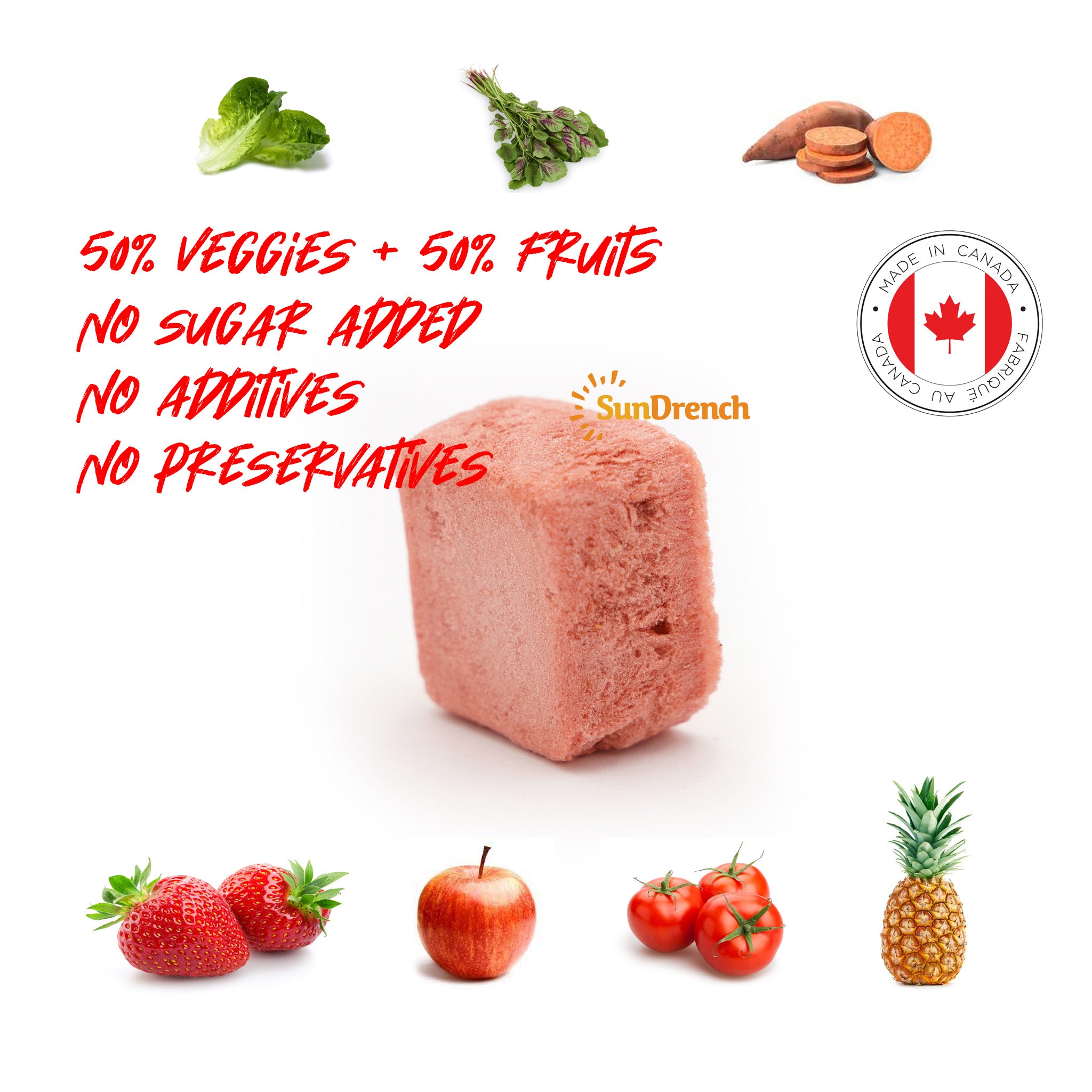 SunDrench Freeze-Dried Fruit & Veggie Bites (Strawberry) - Strawberry Snacks - Healthy Snack - Baby Food Toddler Food - Vegetable Snacks - Fruit Snacks