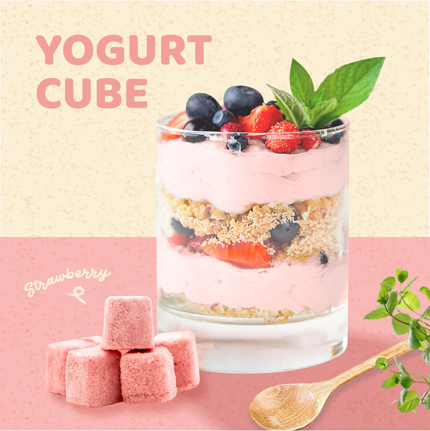 1 lb Freeze-Dried Yogurt Cubes (Strawberry) – Made with Real Canadian Yogurt – No Sugar Added, 100% Natural - Resealable Pouch