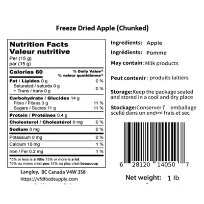 Freeze-Dried Apple Chunks - 100% Natural Healthy Snacks - Fuji Apples - Freeze-Dried Apple Slices for School Lunch - Apple Crisp Apple Pie Ingredient