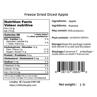 Freeze-Dried Apple Diced - Apple Dices Wholesale - No Added Sugar No Preservatives - Apple Pie Apple Crisp Ingredient