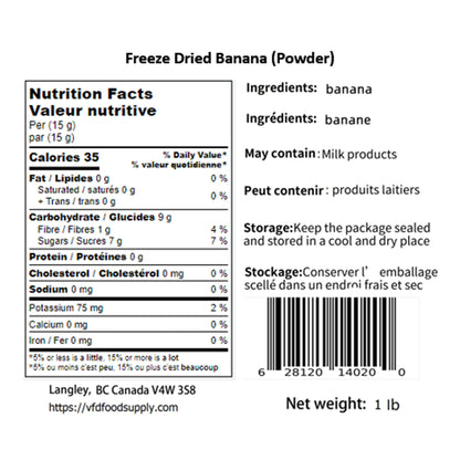 Freeze-Dried Banana Powders - Cooking Ingredient Supply -  Banana Cake - Banana Smoothie - Rich source of Potassium and Dietary Fiber - Banana Flour - Banana Cookies