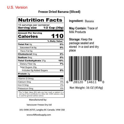 Freeze-Dried Banana Sliced - Banana Slices - Freeze-Dried Banana Chips - Ready to Eat - Up to 97% Nutrients Retained - School Lunch - Camping Food