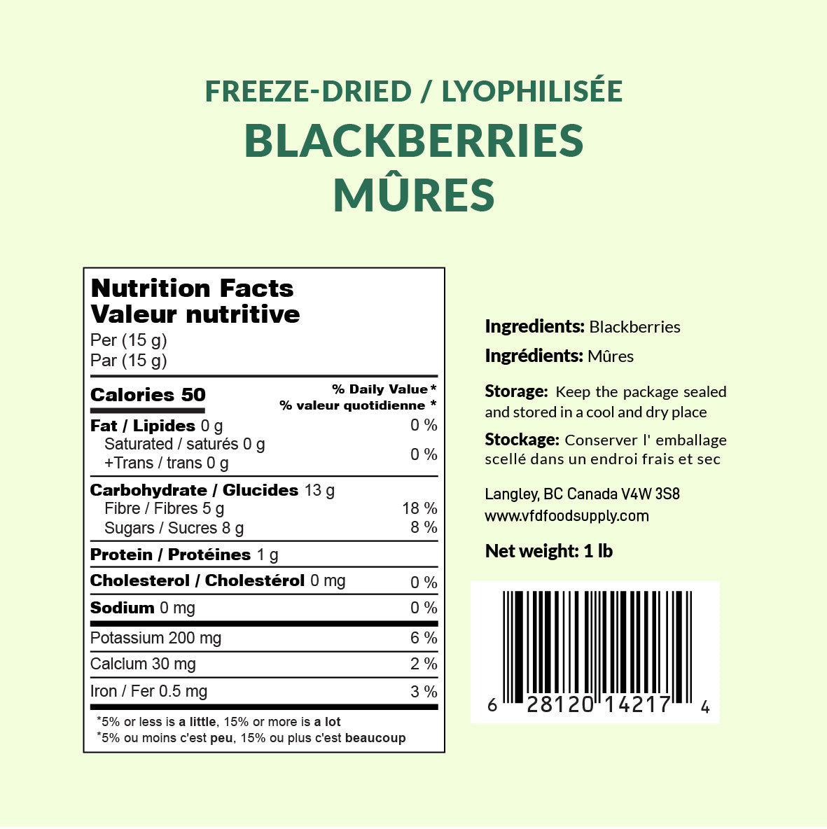 Freeze-Dried Blackberry - 1 lb - Dried Blackberries