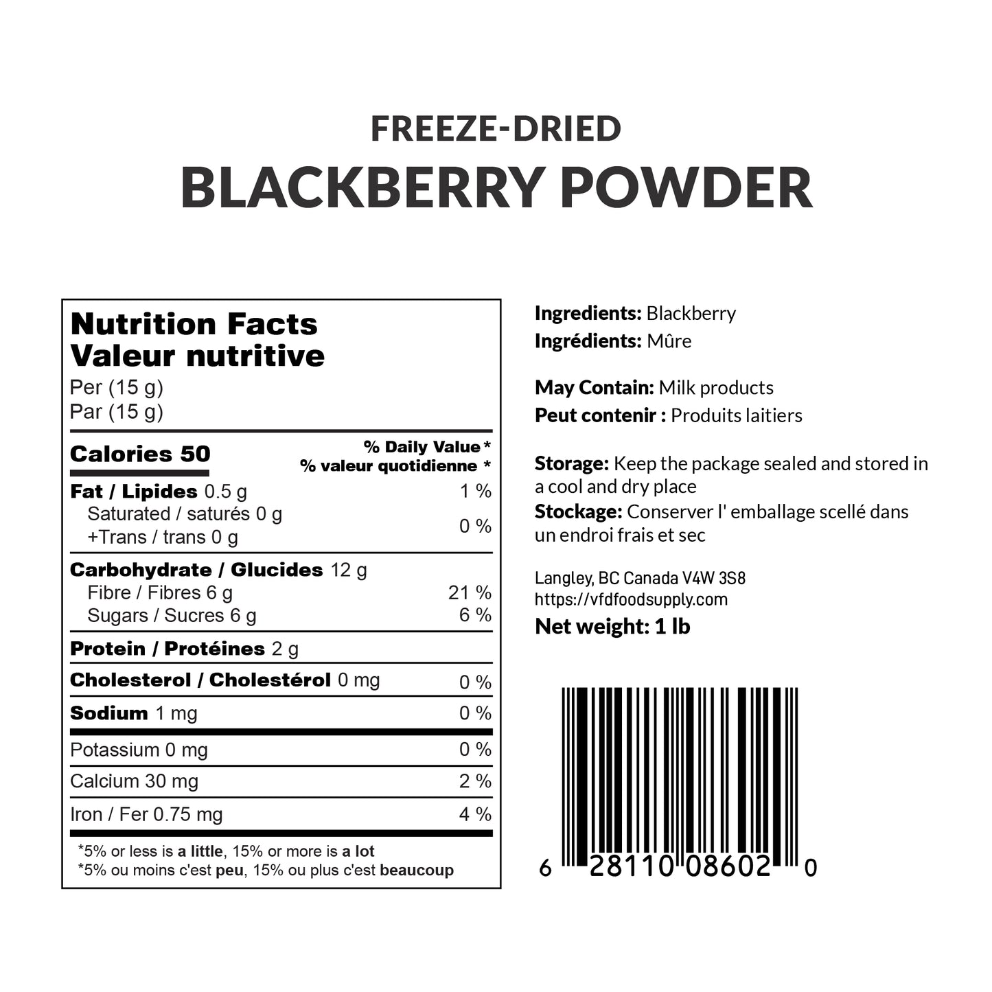 Freeze-Dried Blackberry Powder 10:1 - No Additives - Non-GMO - 40 Mesh