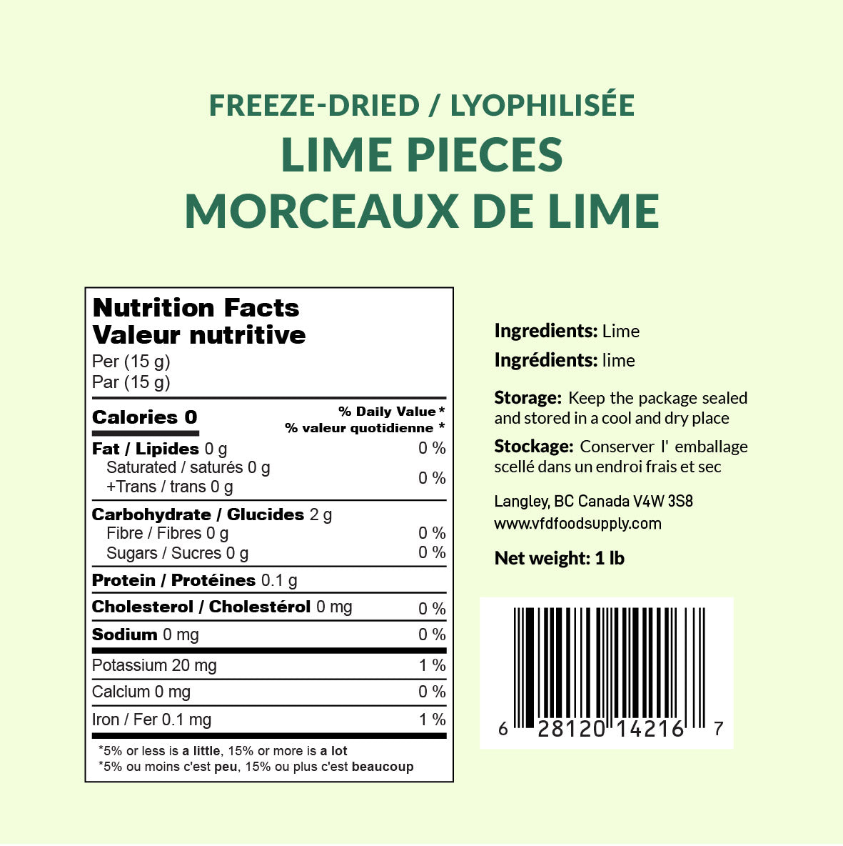 Freeze-Dried Lime Pieces – A Zesty, Ready-to-Use Garnish for Beverages, Cocktails & Foodservice