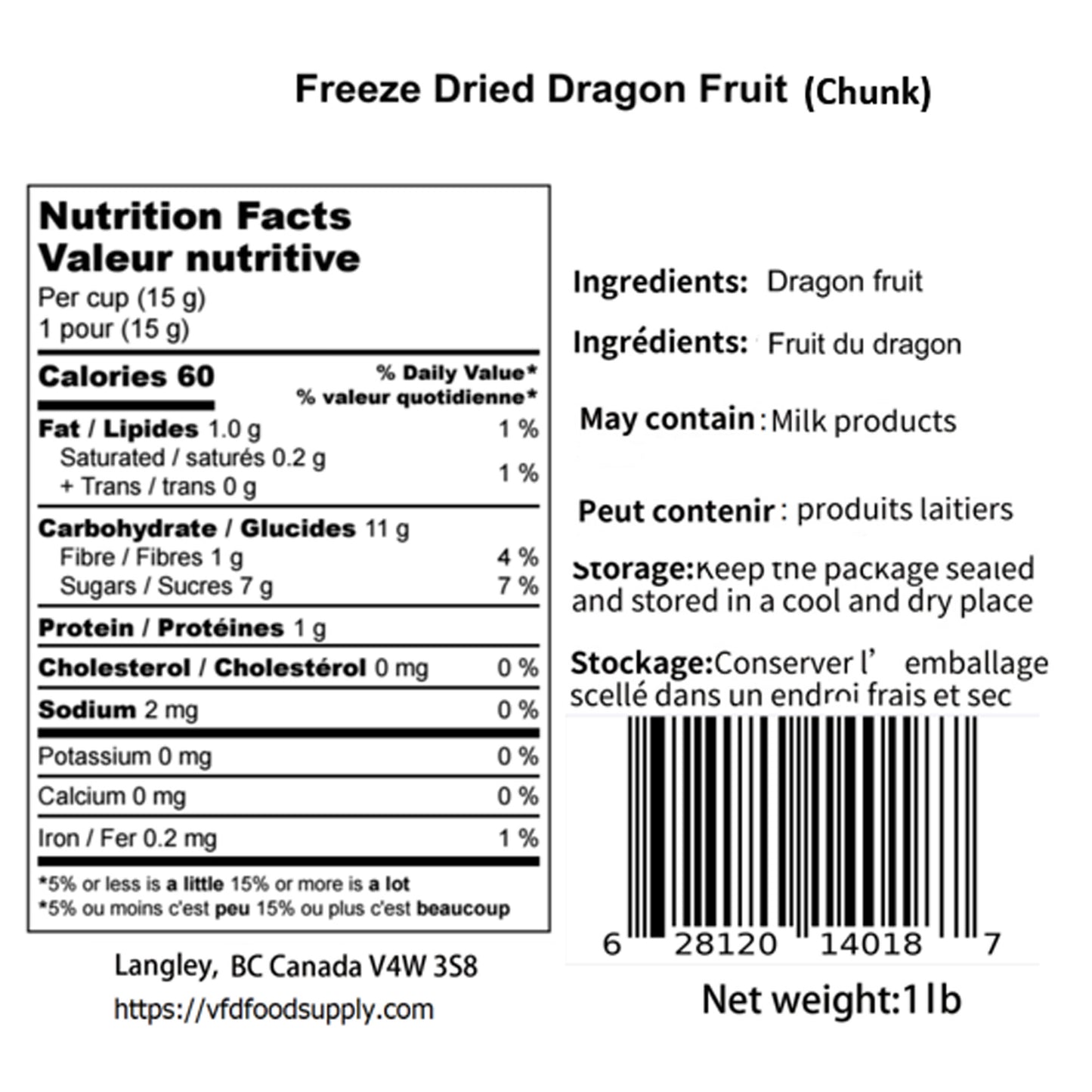 Freeze-Dried Dragon Fruit Chunks - Pitaya Snack - No Prep Snack - Healthy Snack - No Sugar Added - Dragon Fruit Wholesale Bulk Supply