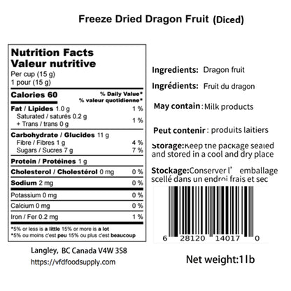 Freeze-Dried Dragon Fruit Diced For Baking and Snacks - Dragon Fruit Dices - Pitaya Diced - Tropical Drinks Recipe - Dragon Fruit Shake - Dragon Fruit Smoothie