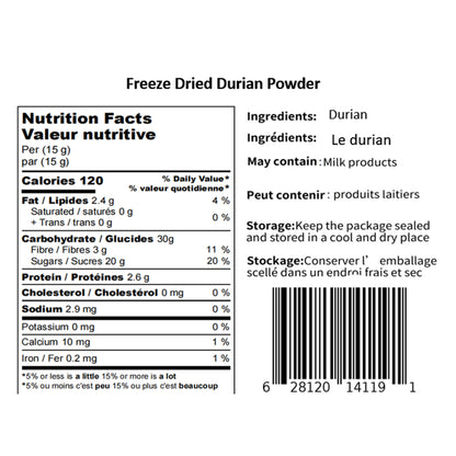 Freeze-Dried Durian Powder - King of Fruit - Baking Smoothie Ingredient - Durian Cake - 100% Durian - Gluten Free - Durian Puree - Durian Cheesecake