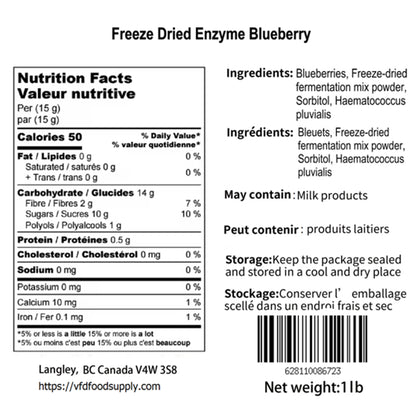 Freeze-Dried Enzyme Blueberry - BC Grade A Blueberries Coated with Digestive Enzymes from Fermented Fruits & Vegetables - Healthy Snack